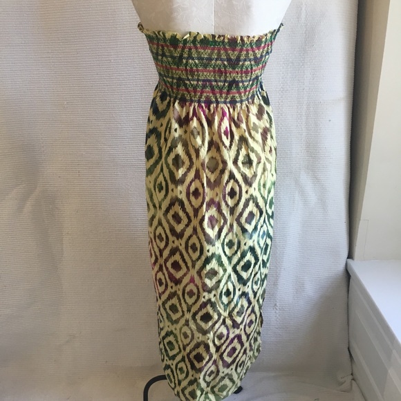 Anthro Ikat Print Batik Strapless Tube Maxi Dress - Picture 5 of 8